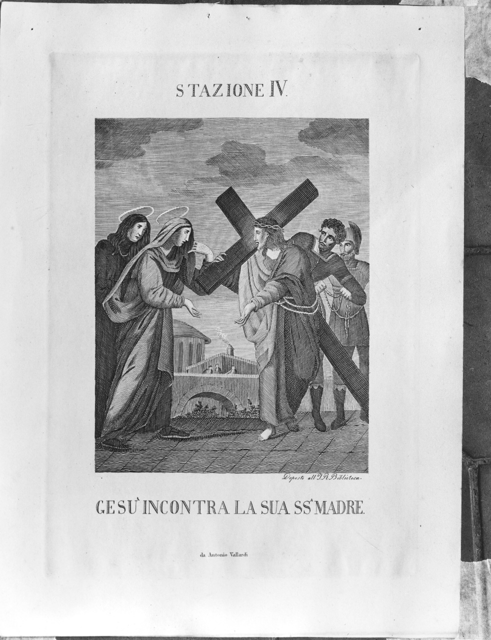 stazione IV: Gesù incontra la Madonna (stampa) - ambito italiano (sec. XIX)