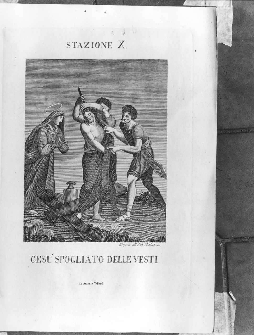 stazione X: Gesù spogliato e abbeverato di fiele (stampa) - ambito italiano (sec. XIX)