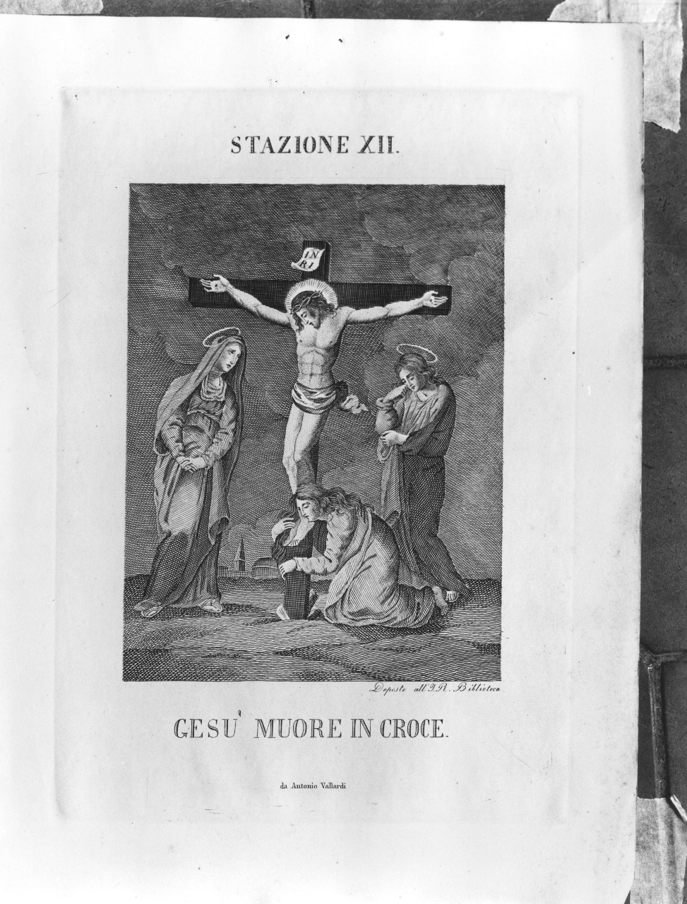 stazione XII: Gesù innalzato e morto in croce (stampa) - ambito italiano (sec. XIX)