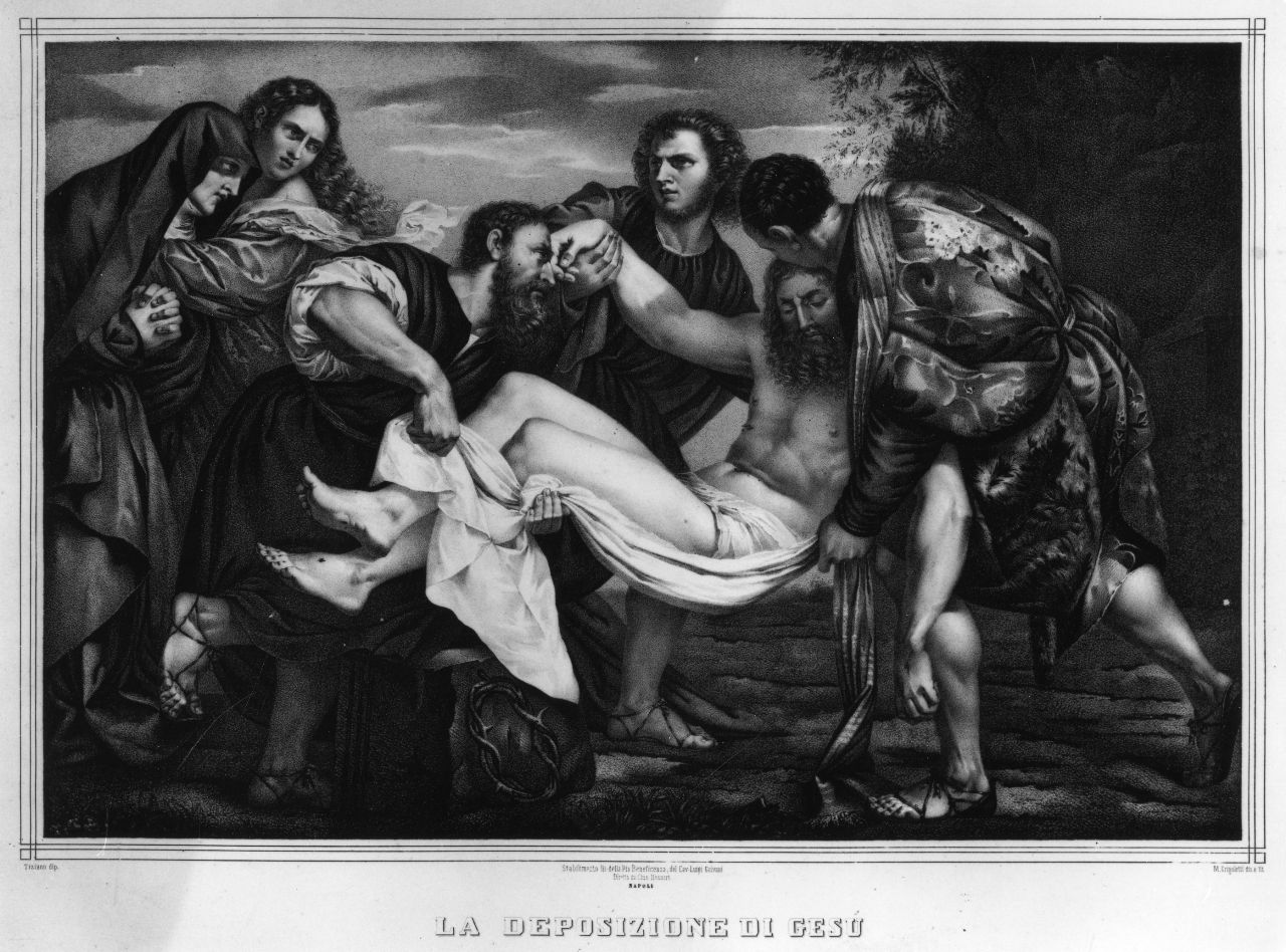 deposizione di Cristo nel sepolcro (stampa) di Grigoletti Michelangelo (sec. XIX)