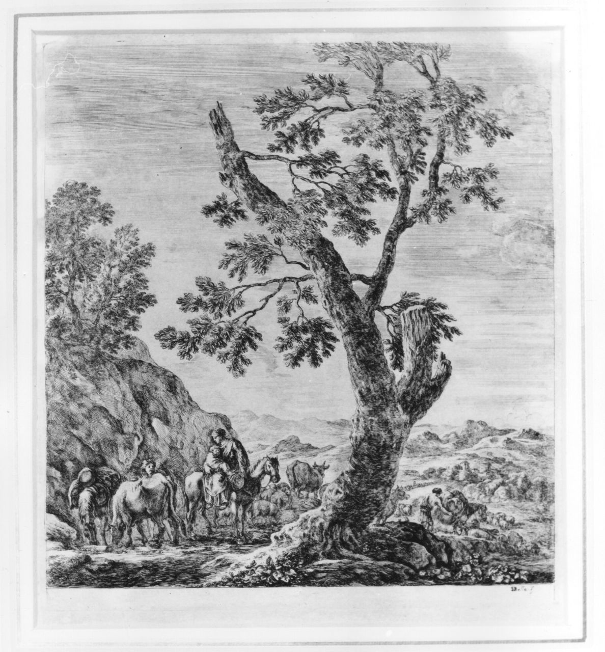 scena campestre con figure (stampa) di Della Bella Stefano (sec. XVII)