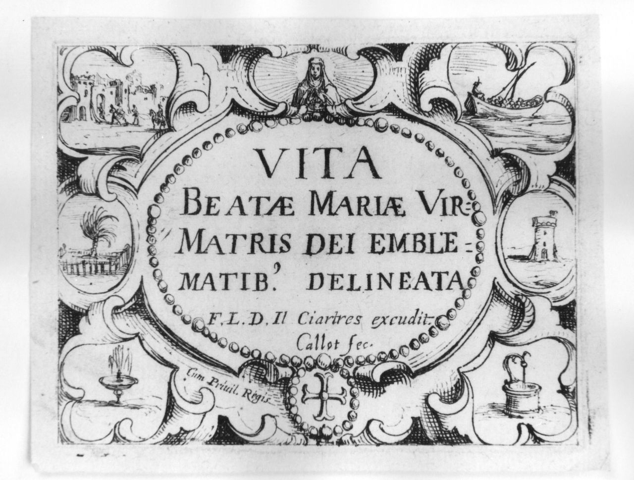 simboli mariani (stampa) di Callot Jacques (sec. XVII)
