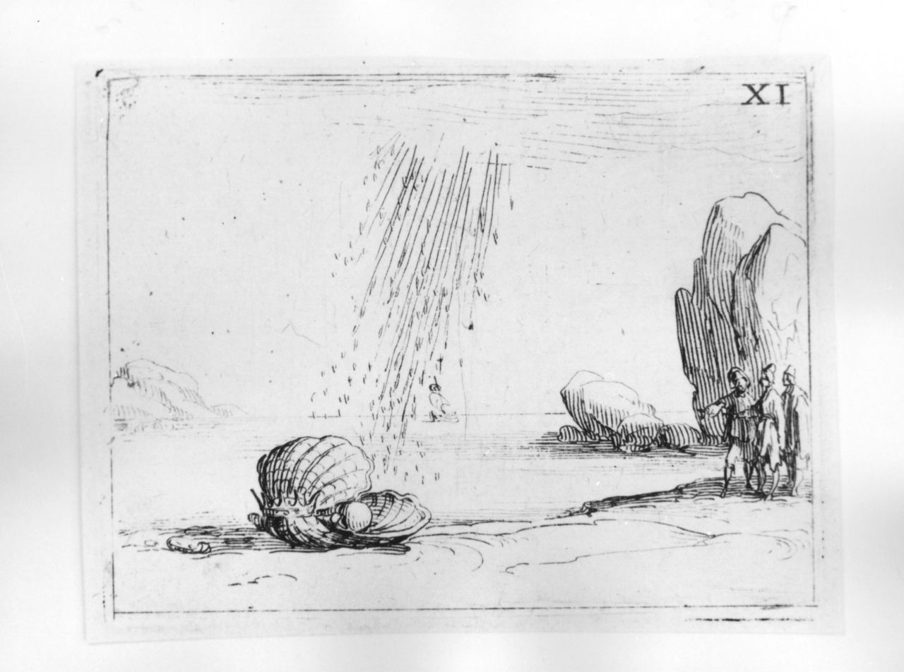 L'ostrica perlifera, simboli mariani (stampa) di Callot Jacques (sec. XVII)