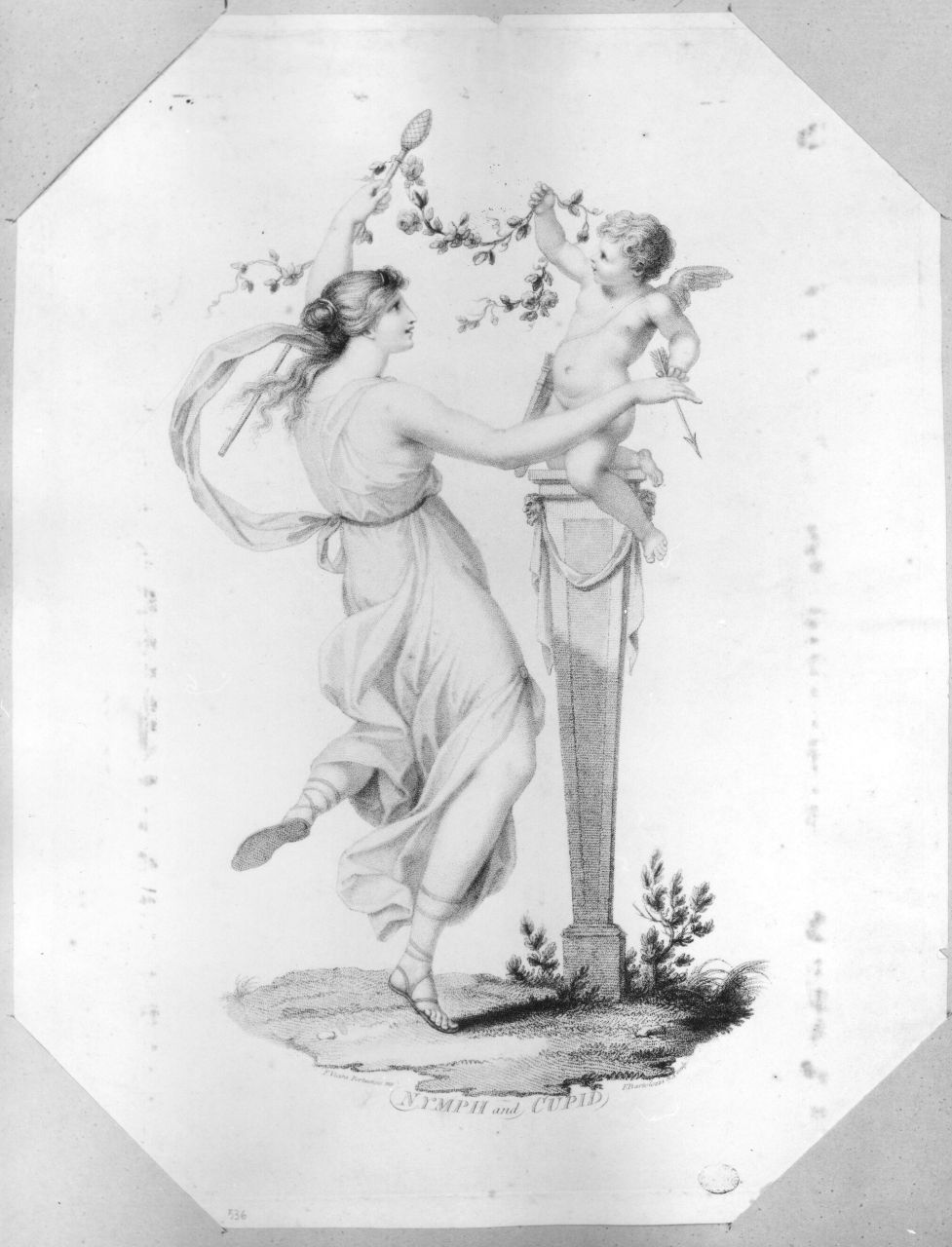 Nymph and Cupid, Cupido e ninfa (stampa) di Bartolozzi Francesco, Vieira Francisco detto Portuense (inizio sec. XIX)