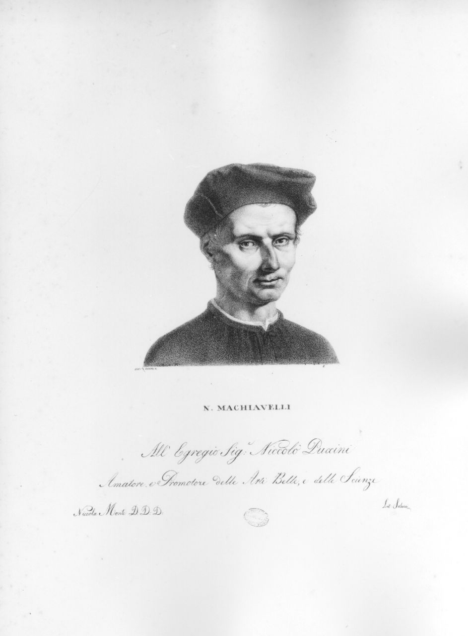 Niccolò Machiavelli, ritratto di Niccolò Machiavelli (stampa) di Monti Niccolò (sec. XIX)