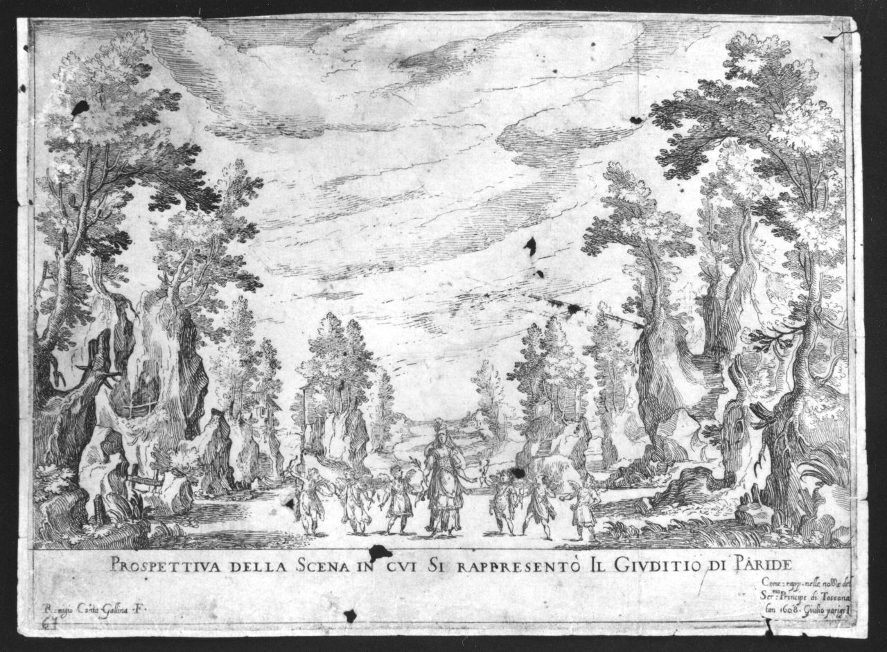 Il giudizio di Paride favola del S. Michelagnolo Buonnaroti (...), Giudizio di Paride (stampa) di Cantagallina Remigio, Parigi Giulio (sec. XVII)