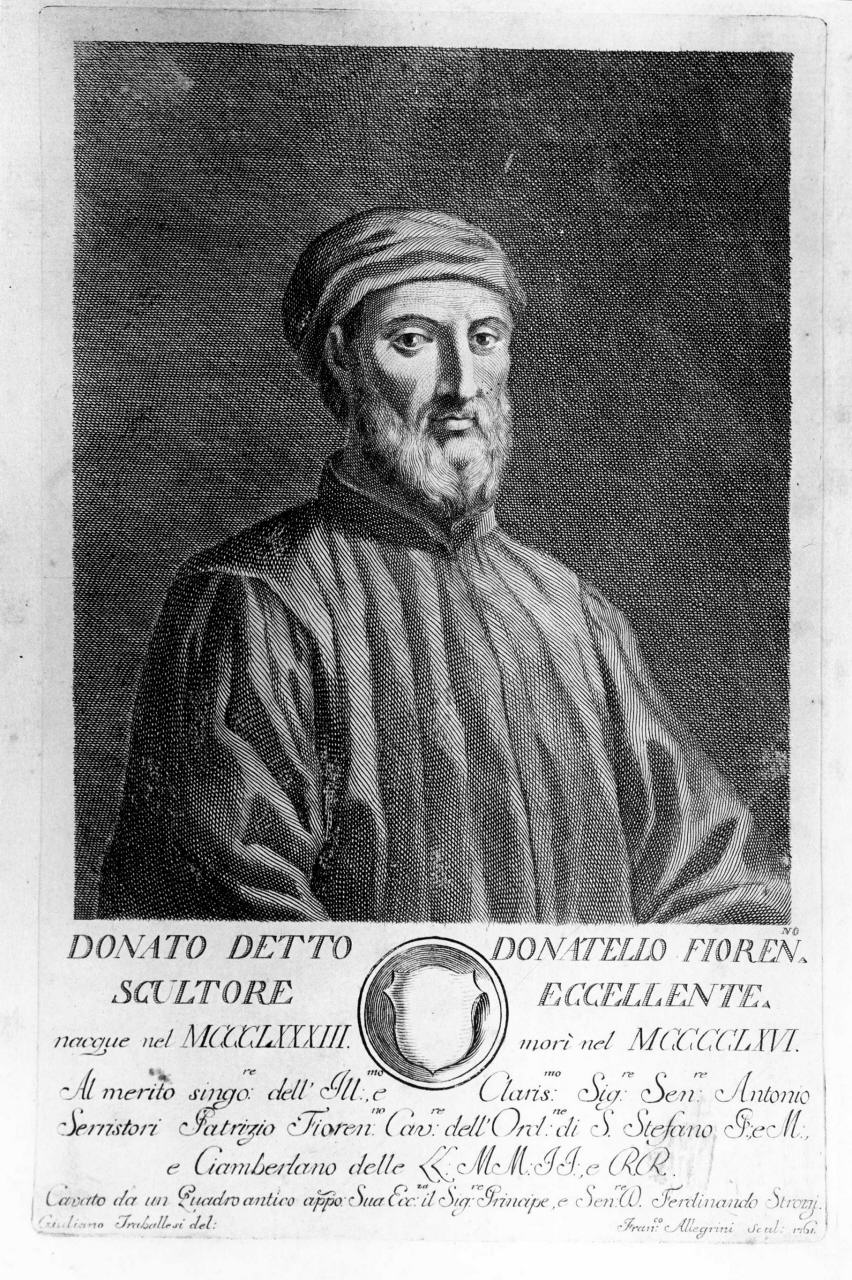 ritratto di Donatello (stampa) di Allegrini Francesco, Traballesi Giuliano (sec. XVIII)