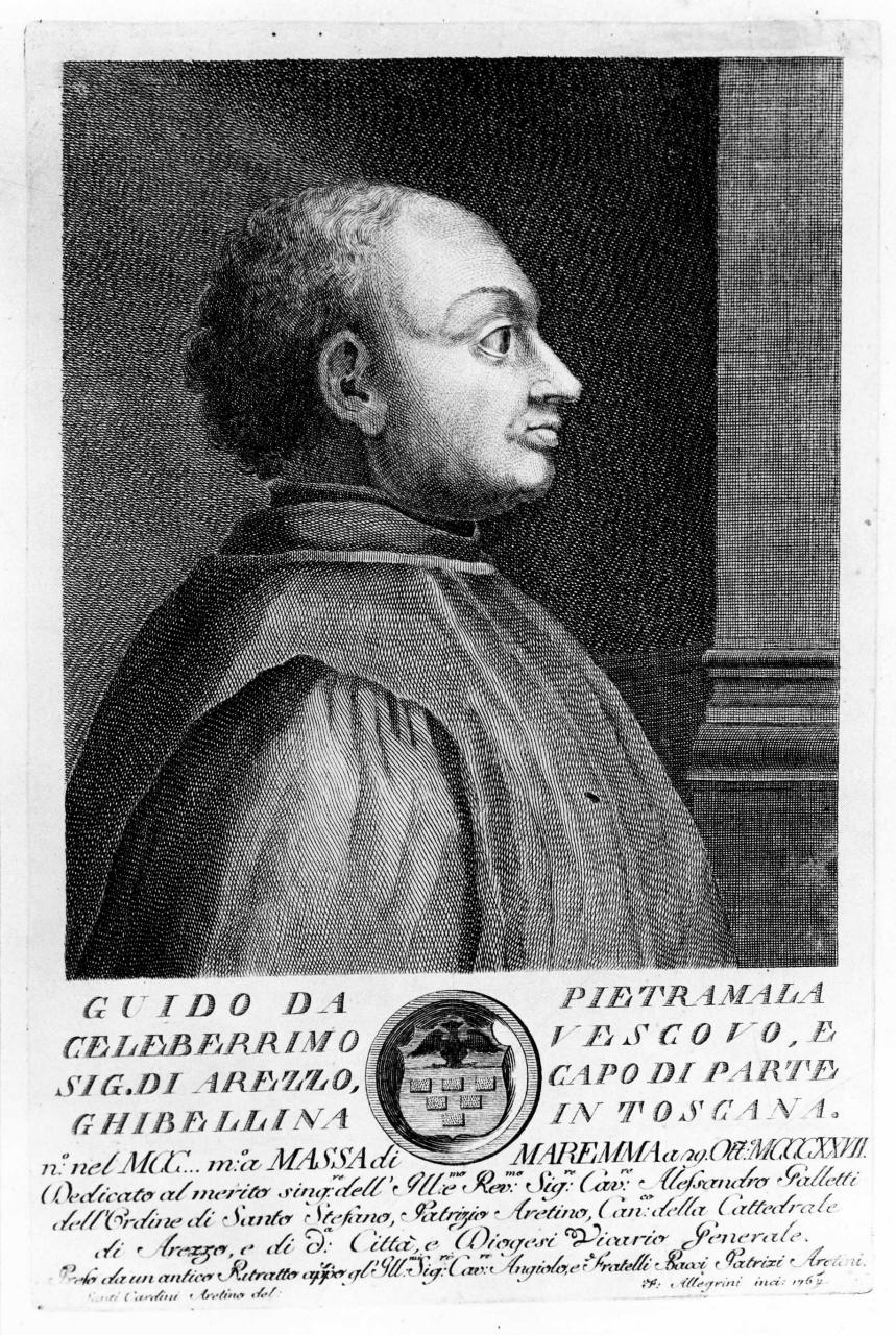 ritratto di Guido da Pietramala (stampa) di Allegrini Francesco, Cardini Santi detto Aretino (sec. XVIII)