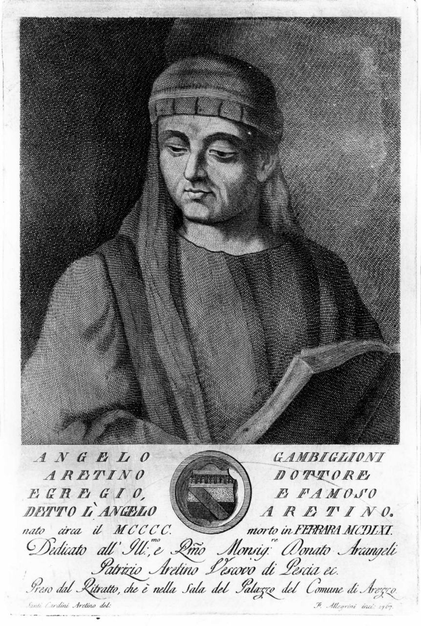 ritratto di Angelo Gambiglioni (stampa) di Allegrini Francesco, Cardini Santi detto Aretino (sec. XVIII)