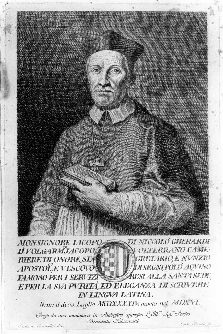 ritratto di monsignor Jacopo Gherardi (stampa) di Faucci Carlo, Traballesi Giuliano (terzo quarto sec. XVIII)