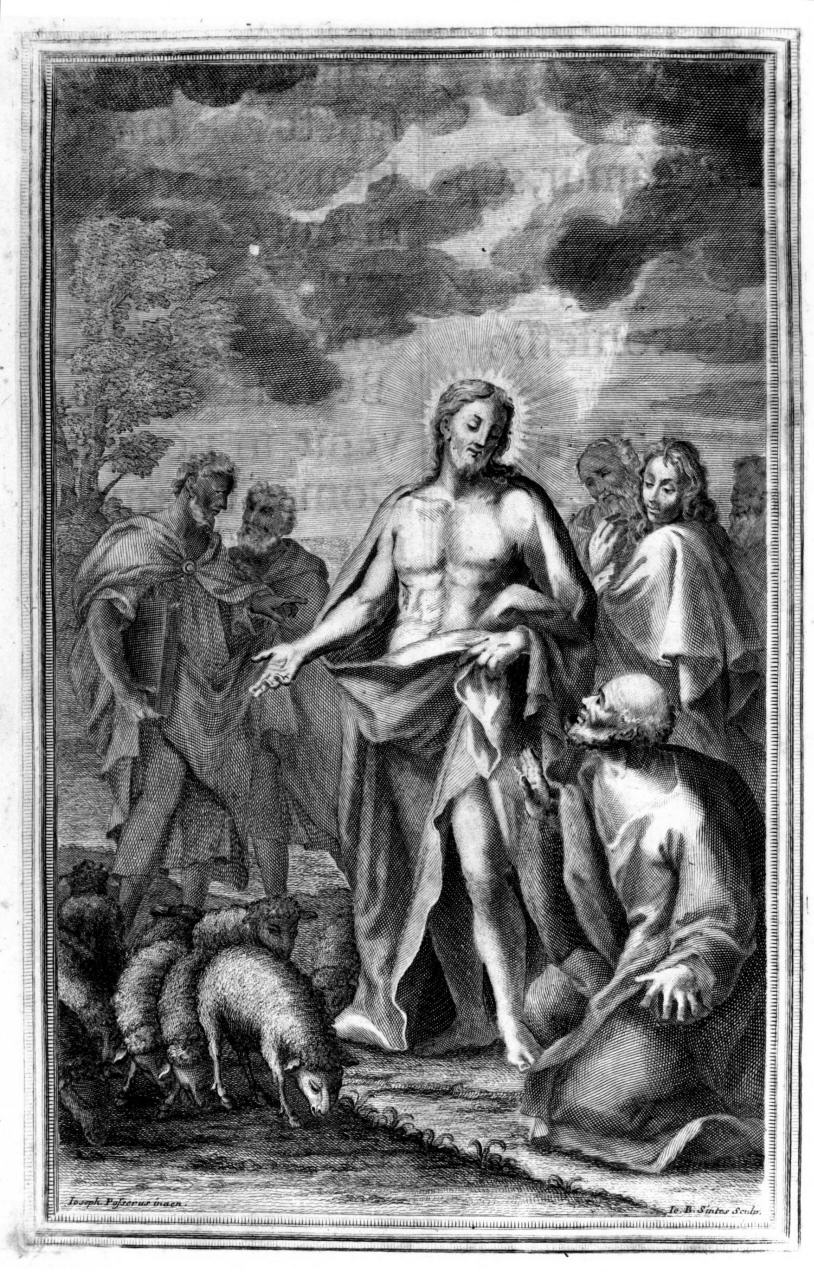 parabola del buon pastore (stampa) di Sintes Giovanni Battista, Passeri Giuseppe (sec. XVIII)