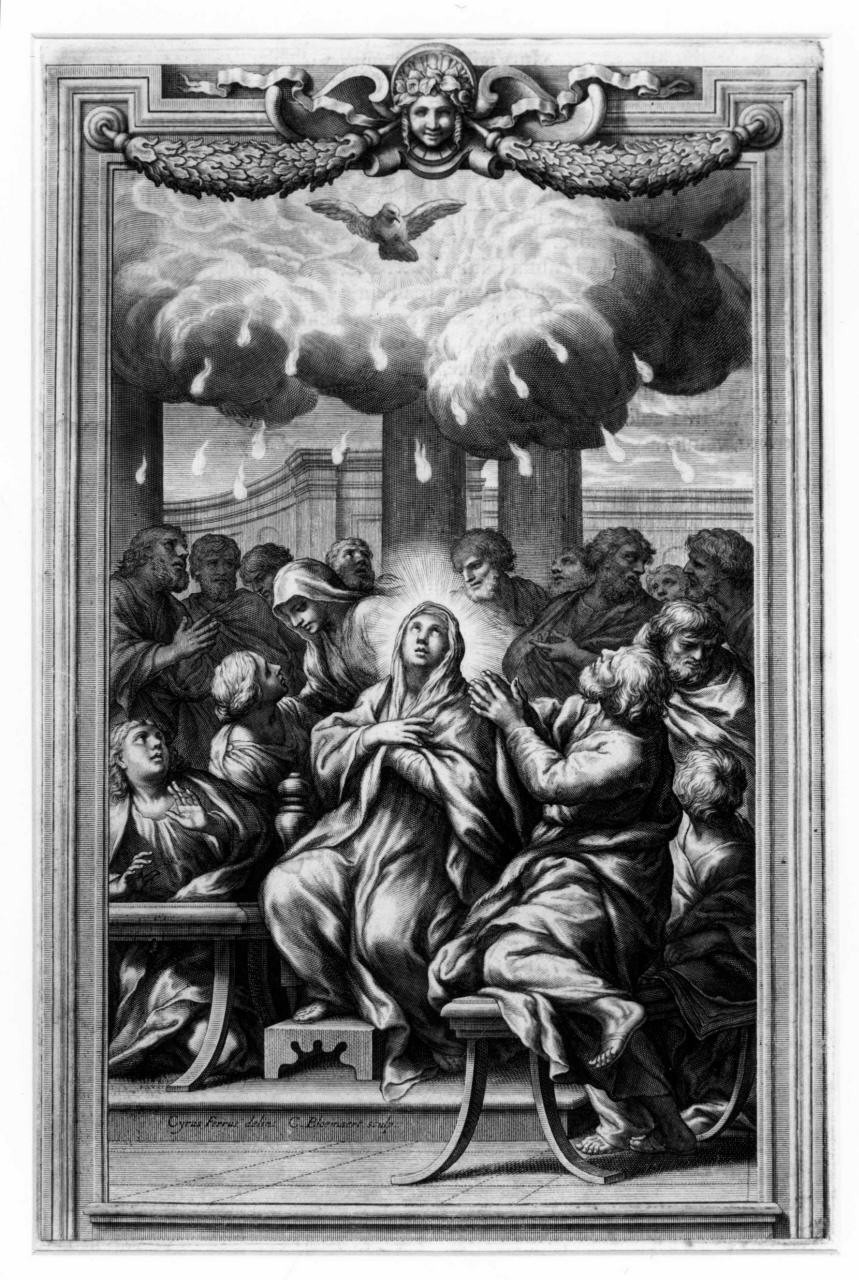 Pentecoste (stampa) di Bloemaert Cornelis, Ferri Ciro (sec. XVII)
