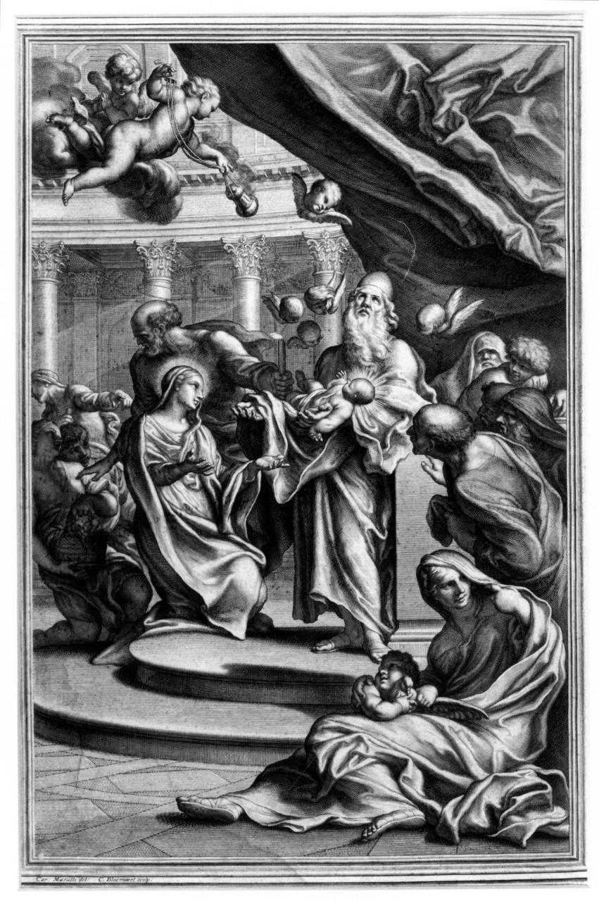 presentazione di Gesù al tempio (stampa) di Bloemaert Cornelis, Maratta Carlo (terzo quarto sec. XVII)