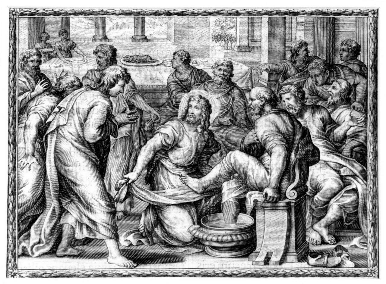 Cristo lava i piedi degli apostoli (stampa) - ambito romano (secc. XVII/ XVIII)