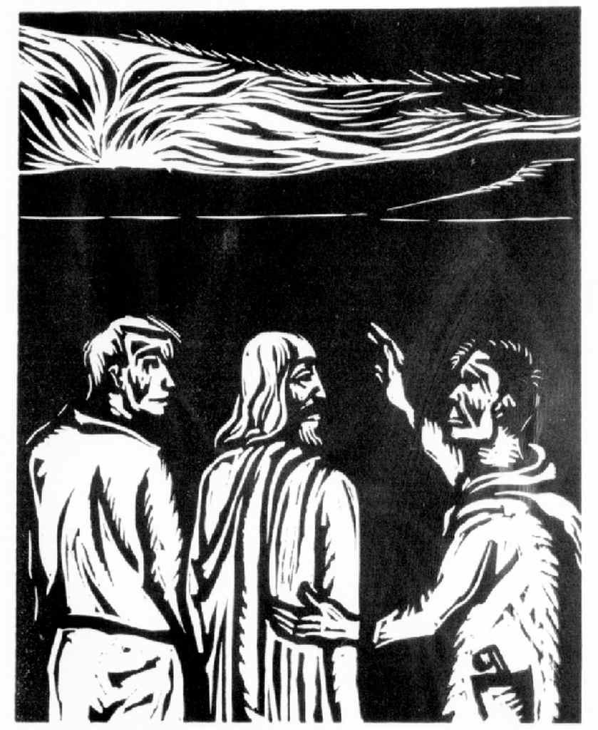 incontro di Cristo e i discepoli sulla via di Emmaus (stampa) di Parigi Pietro (sec. XX)