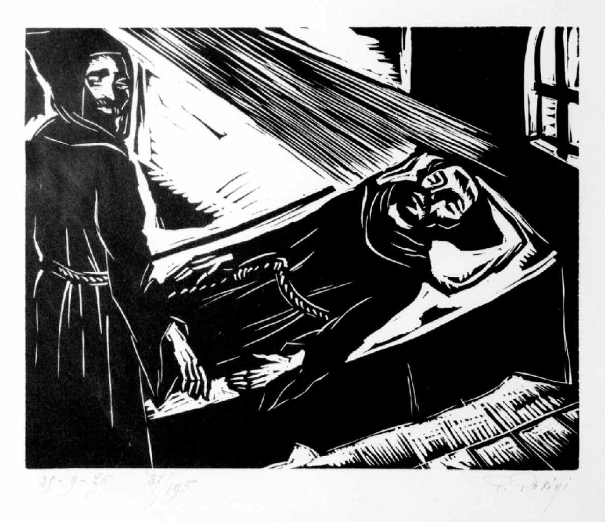 morte di San Francesco d'Assisi (stampa) di Parigi Pietro (sec. XX)