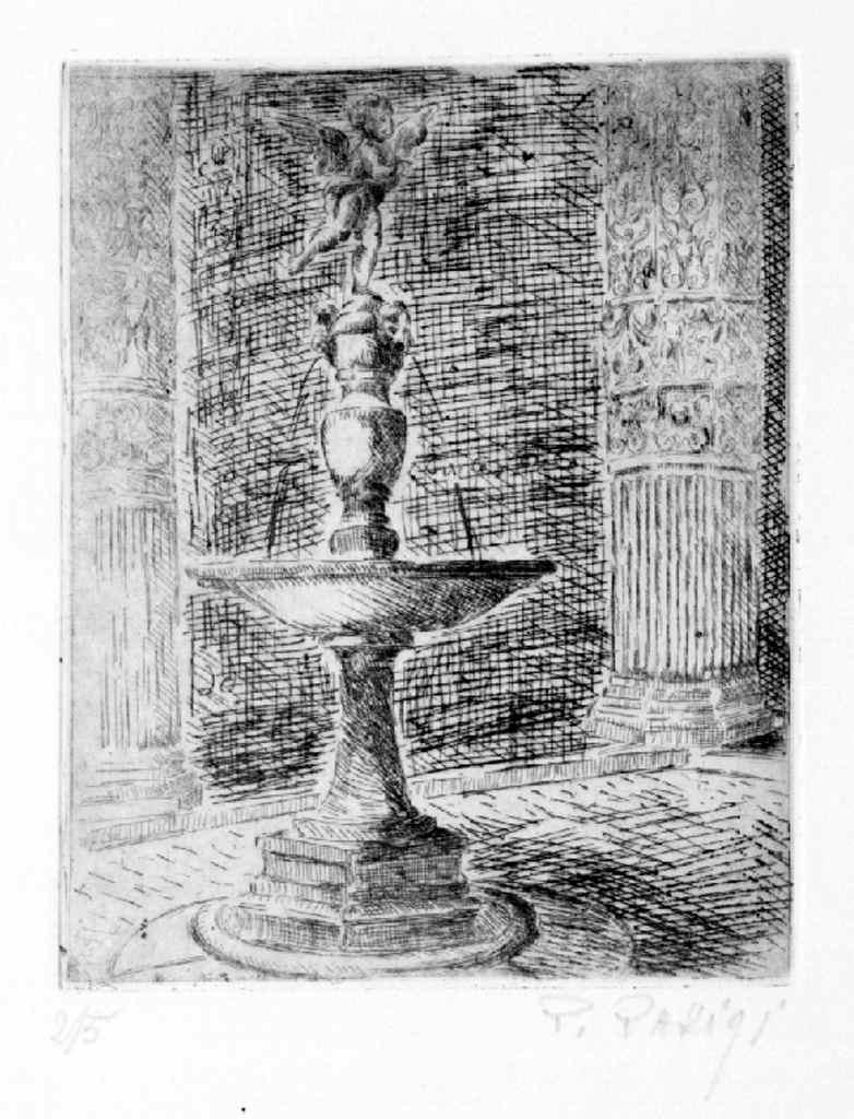 fontana del cortile di Palazzo Vecchio a Firenze (stampa) di Parigi Pietro (sec. XX)