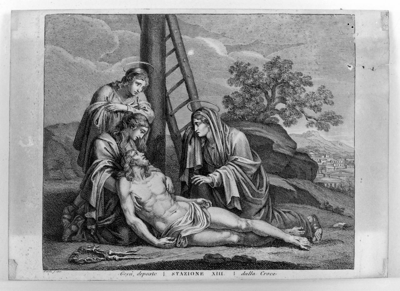 stazione XIII: Gesù deposto dalla croce (stampa) di Pinelli Bartolomeo (sec. XIX)
