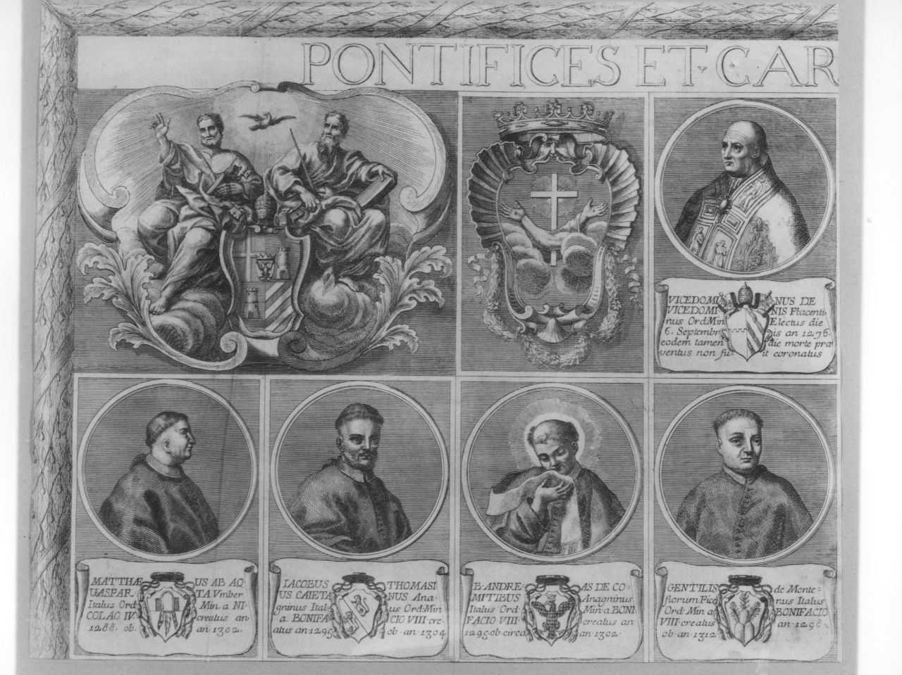 pontefici e cardinali dell'ordine francescano (stampa tagliata) di De Rossi Andrea, Persichini Raffaele, Banzo Al (sec. XVIII, sec. XIX)