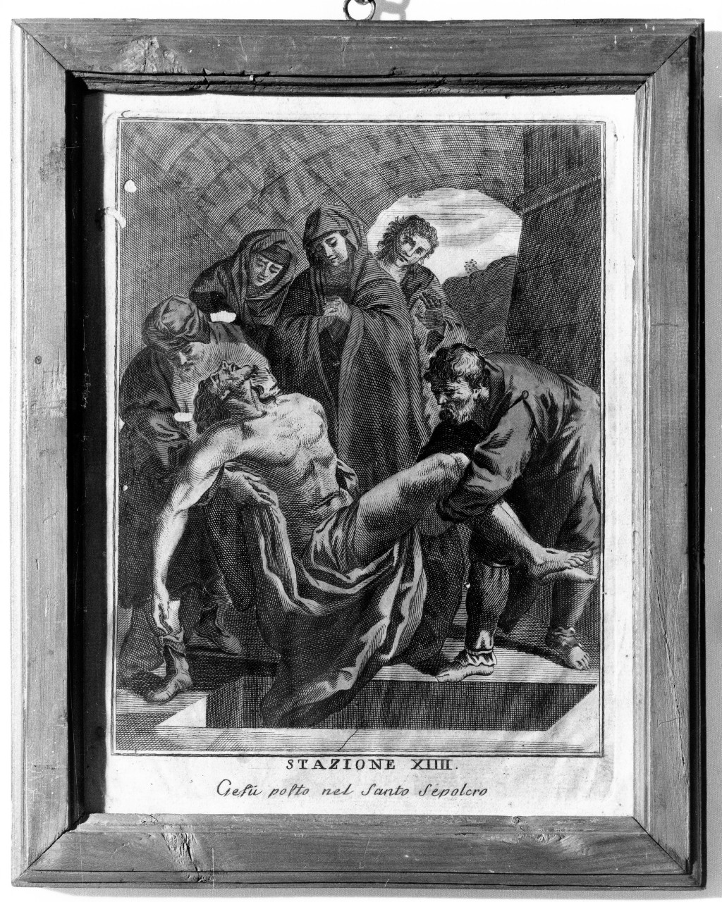 stazione XIV: Gesù deposto nel sepolcro (stampa) - ambito italiano (prima metà sec. XIX)