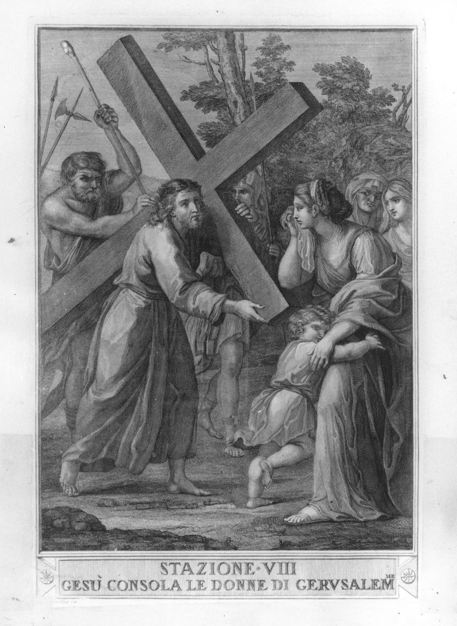 stazione VIII: Gesù consola le donne di Gerusalemme (stampa) di Pellan (prima metà sec. XVII)