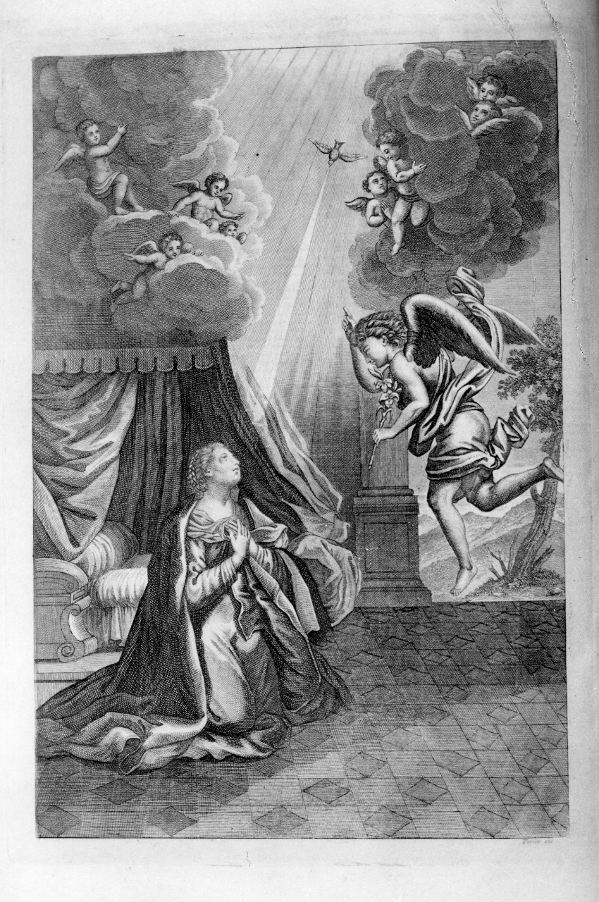Annunciazione (stampa) di Piccini Elisabetto detta Suor Isabella, Verico Antonio (sec. XIX)