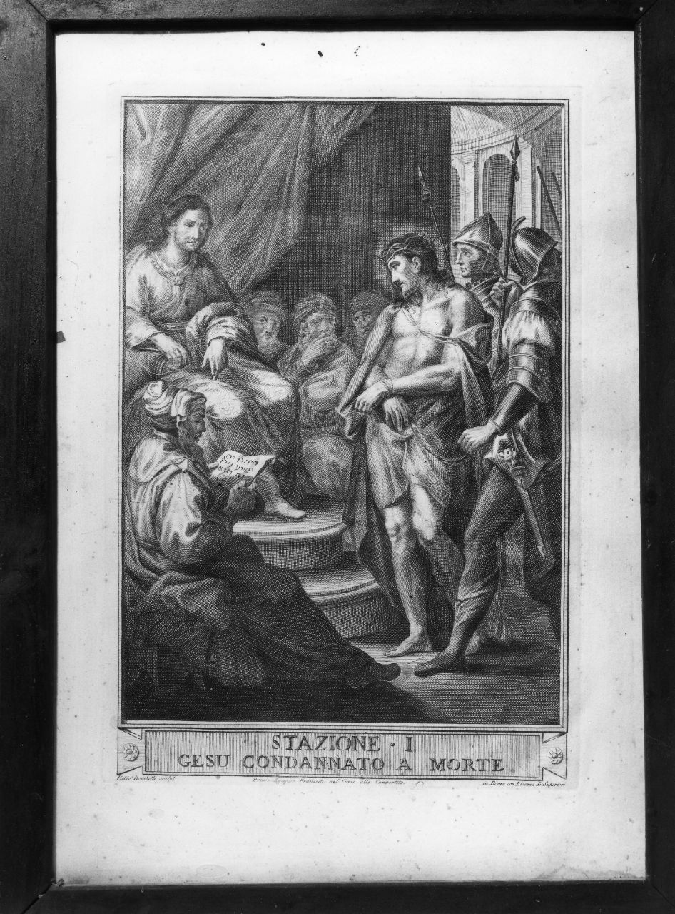 stazioni della via crucis (stampa, serie) di Camucini Pietro, Pozzi Francesco, Benedetti Ignazio, Cecchini Francesco, Campanella Angiolo, Cappellani Antonio, Bombelli Pietro Leone, Perini Giuseppe Sforza (ultimo quarto sec. XVIII)