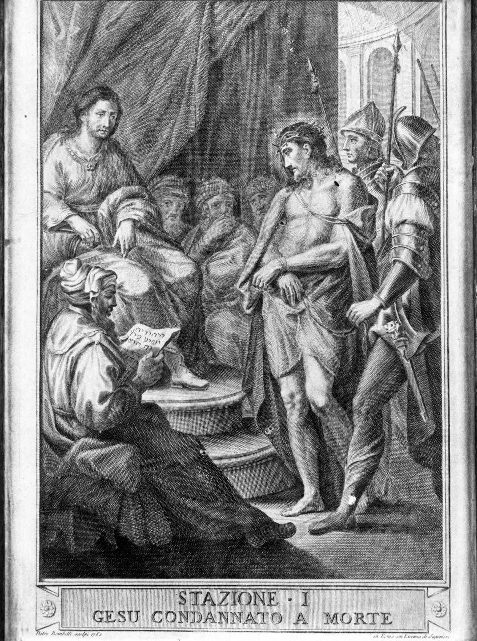 stazioni della via crucis (stampa, serie) di Cappellani Antonio, Bombelli Pietro Leone, Camucini Pietro, Pozzi Francesco, Perini Giuseppe Sforza, Campanella Angiolo, Cecchini Francesco, Benedetti Ignazio (ultimo quarto sec. XVIII)