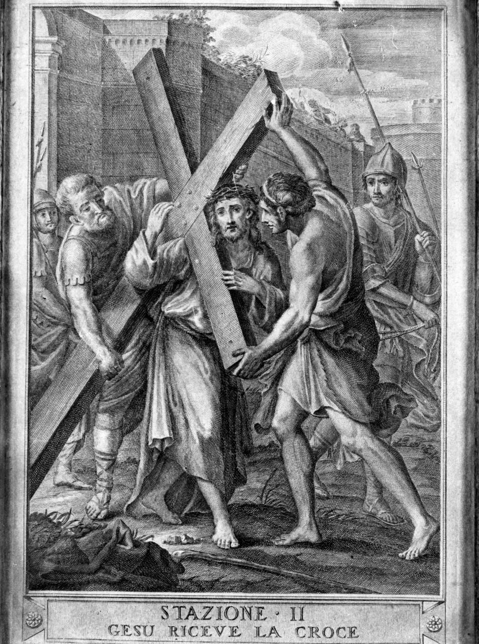 stazione II: Gesù caricato della croce (stampa, serie) di Camucini Pietro (ultimo quarto sec. XVIII)