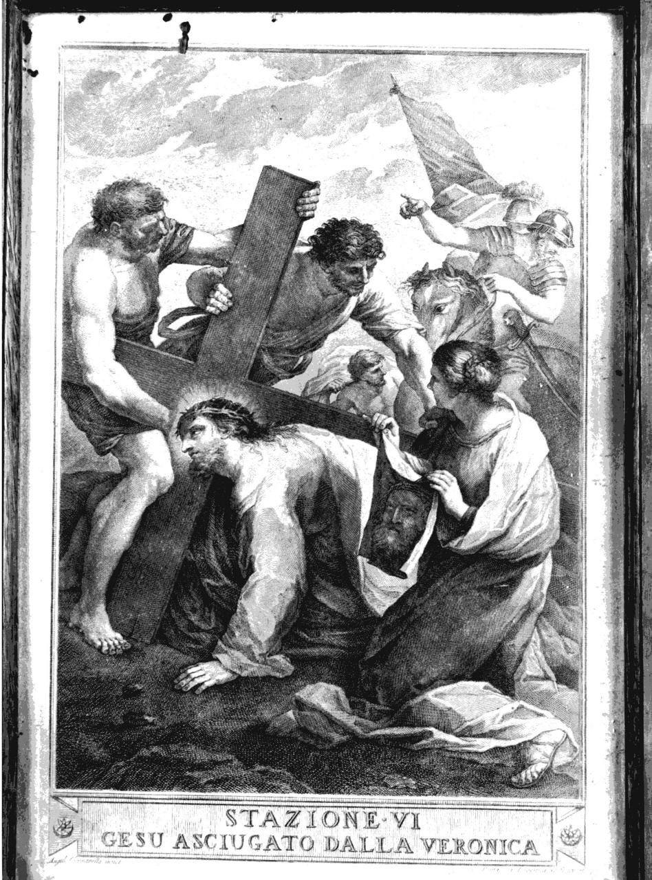 stazione VI: Gesù asciugato dalla Veronica (stampa, serie) di Campanella Angiolo (ultimo quarto sec. XVIII)