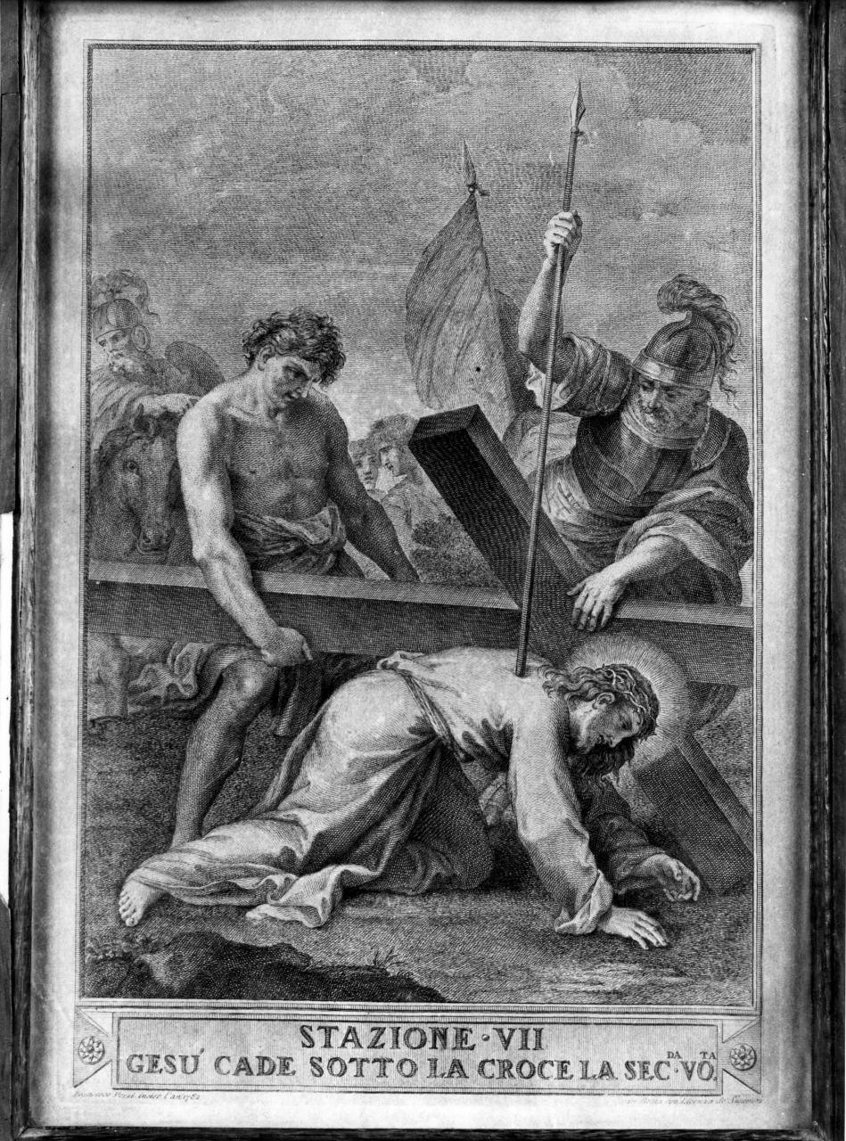stazione VII: Gesù cade sotto la croce la seconda volta (stampa, serie) di Pozzi Francesco (ultimo quarto sec. XVIII)