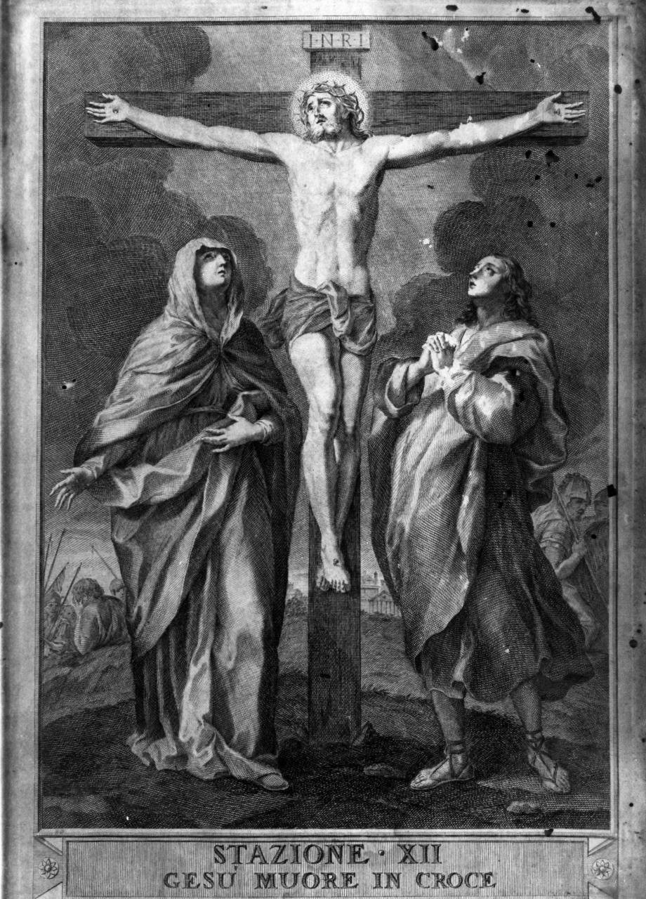 stazione XII: Gesù innalzato e morto in croce (stampa, serie) di Cecchini Francesco (ultimo quarto sec. XVIII)
