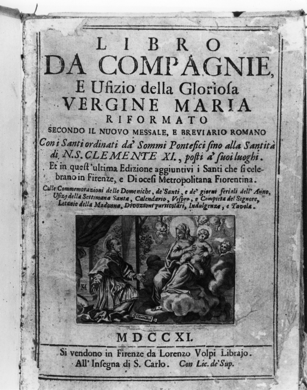 Madonna con Bambino e San Carlo Borromeo (stampa) - ambito toscano (primo quarto sec. XVIII)