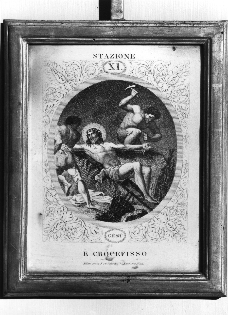 stazione XI: Gesù inchiodato alla croce (stampa, serie) di Rados Luigi (sec. XIX)