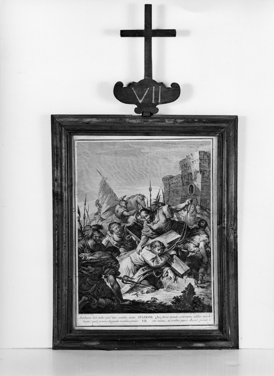stazione VII: Gesù cade sotto la croce la seconda volta (stampa, serie) di Marieschi Michele, Baratti Antonio (ultimo quarto sec. XVIII)