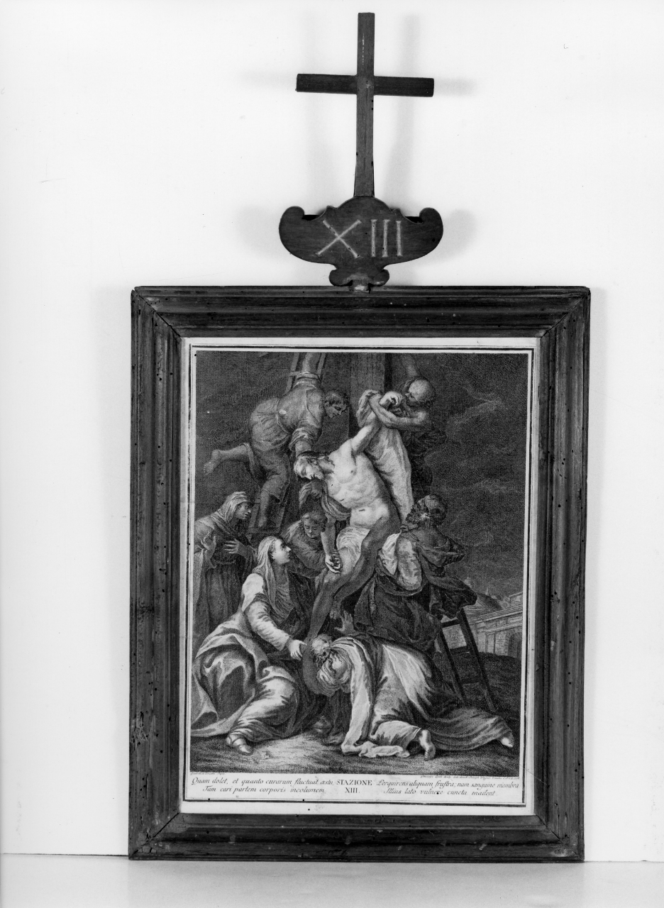 stazione XIII: Gesù deposto dalla croce (stampa, serie) di Lante Giuseppe, Crosato Giovanni Battista (ultimo quarto sec. XVIII)