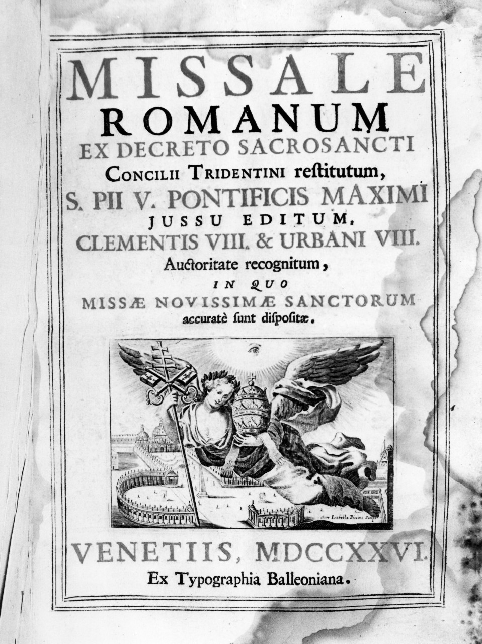 angelo con insegne papali (stampa) di Piccini Elisabetto detta Suor Isabella (secondo quarto sec. XVIII)