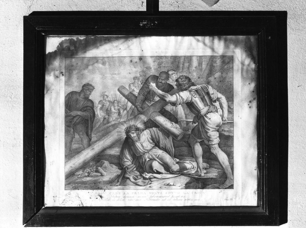 stazione III: Gesù cade sotto la croce la prima volta (stampa, serie) di Pera Giuseppe, Sabatelli Luigi, Cecchi Giovan Battista (inizio sec. XIX)