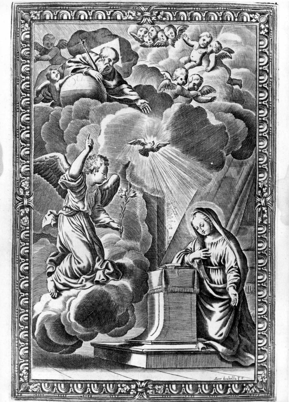 Annunciazione (stampa) di Piccini Elisabetto detta Suor Isabella (primo quarto sec. XVIII)