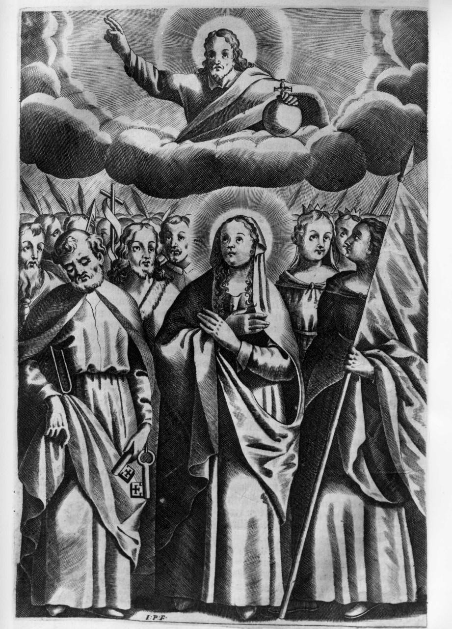 Cristo in gloria (stampa) di Piccini Elisabetto detta Suor Isabella (sec. XVII)