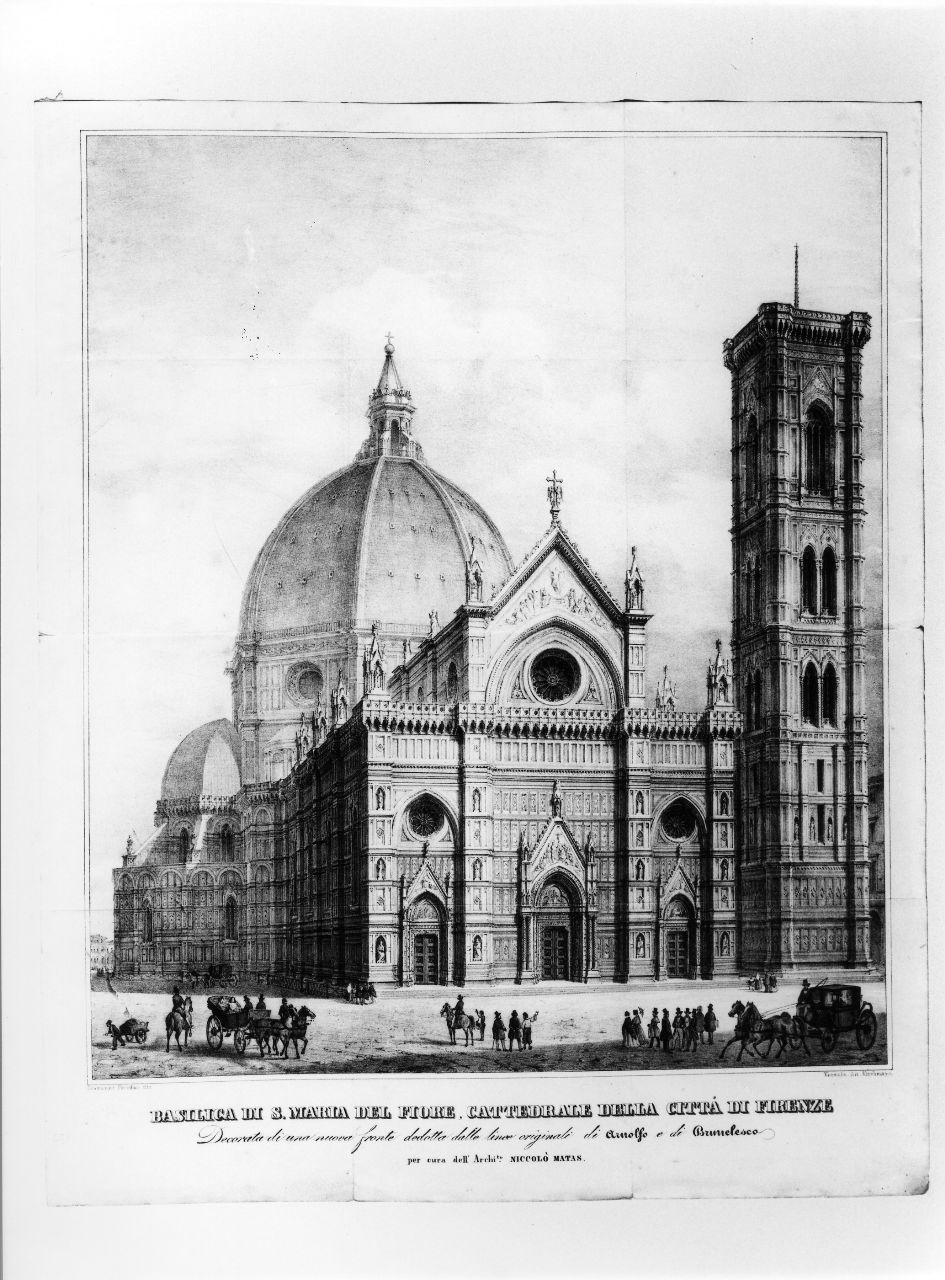 Progetto per il completamento della facciata dell'Opera del Duomo (stampa) di Matas Niccolò, Pividor Giovanni (terzo quarto sec. XIX)