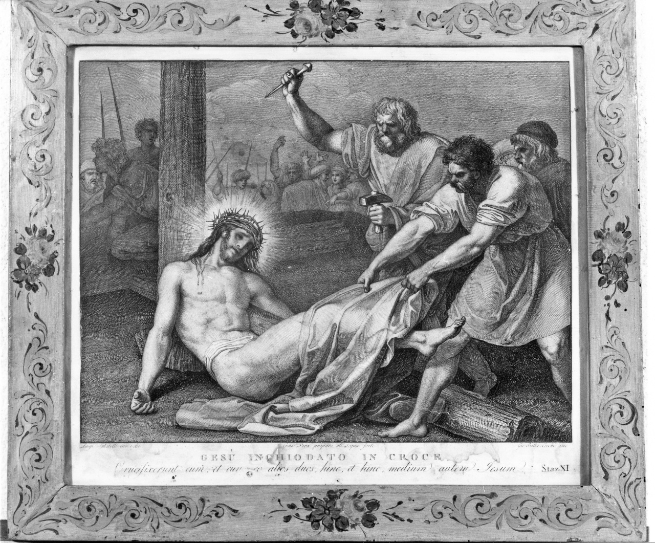 stazione XI: Gesù inchiodato alla croce (stampa, serie) di Pera Giuseppe, Sabatelli Luigi, Cecchi Giovan Battista (inizio sec. XIX)