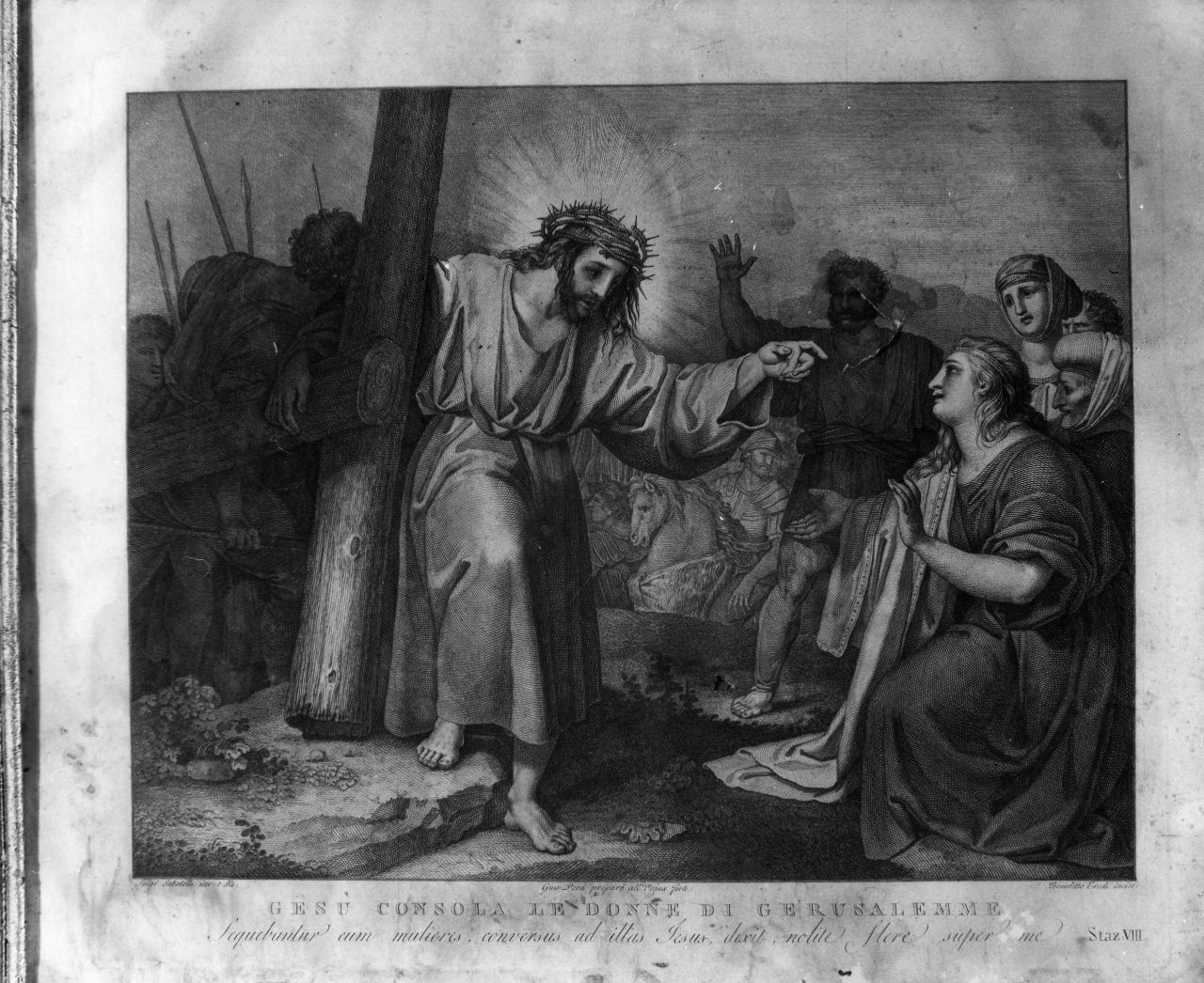 stazione VIII: Gesù consola le donne di Gerusalemme (stampa, serie) di Pera Giuseppe, Sabatelli Luigi, Eredi Benedetto (inizio sec. XIX)