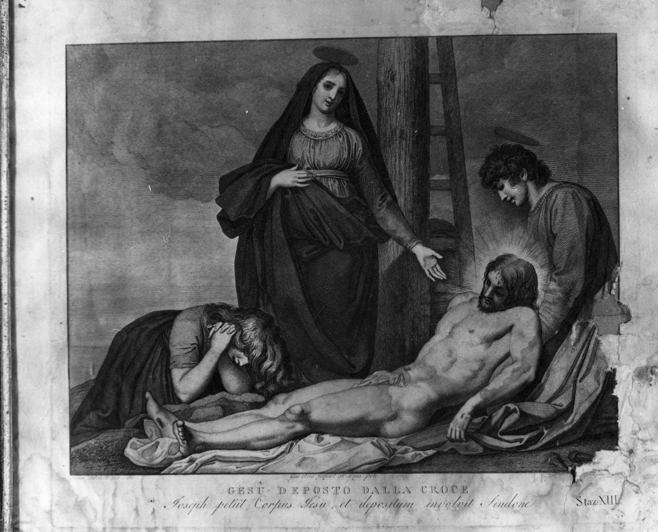 stazione XIV: Gesù deposto nel sepolcro (stampa, serie) di Pera Giuseppe, Sabatelli Luigi, Eredi Benedetto (inizio sec. XIX)