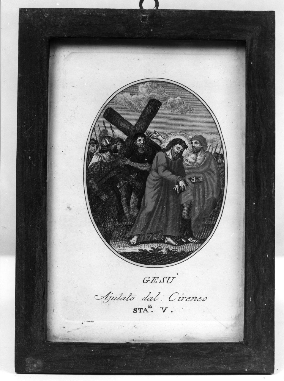 stazione V: Gesù aiutato da Simone il Cireneo a portare la croce (stampa, serie) - ambito toscano (inizio sec. XIX)