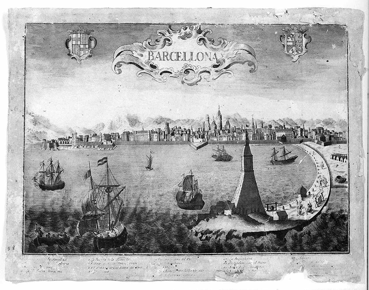 veduta di Barcellona (stampa) - ambito spagnolo (seconda metà sec. XVIII)