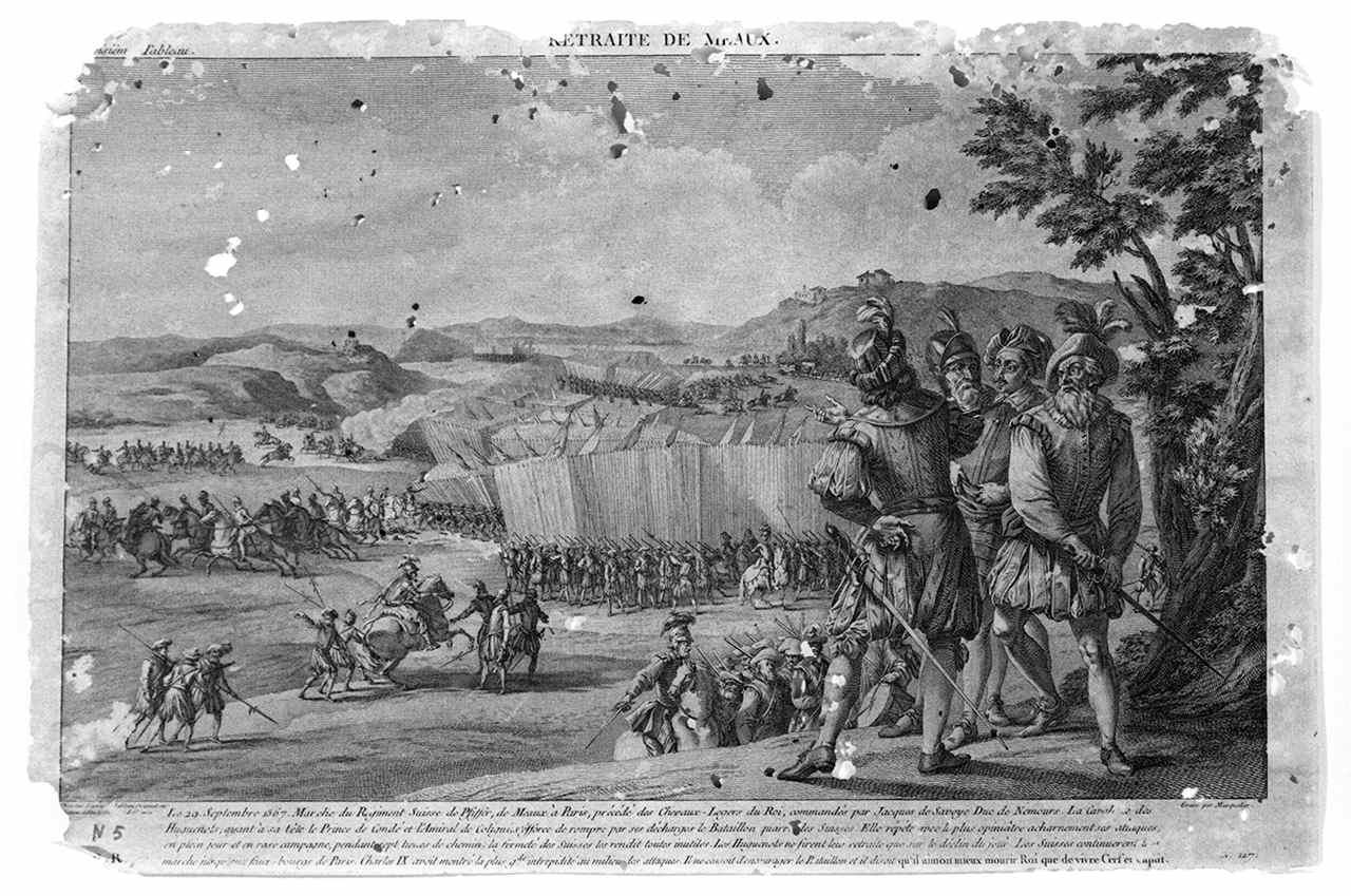 battaglia di Meaux (stampa) di Masquelier Nicolas François Joseph (ultimo quarto sec. XVIII)