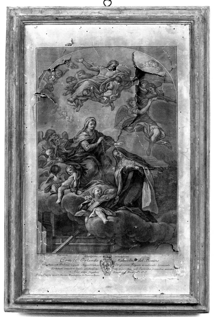 Santa Maria Maddalena dei Pazzi riceve il velo dalla Madonna (stampa) di Eredi Benedetto, Allegrandi Ranieri, Ferri Ciro (sec. XVIII)