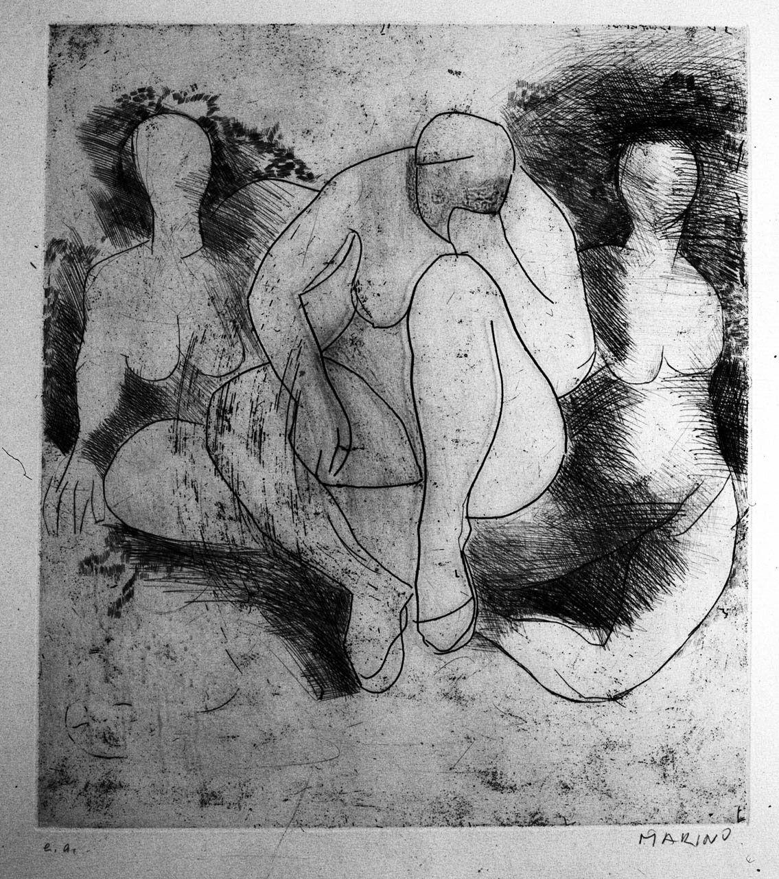 Composizione, figure femminili nude (stampa) di Marini Marino (sec. XX)
