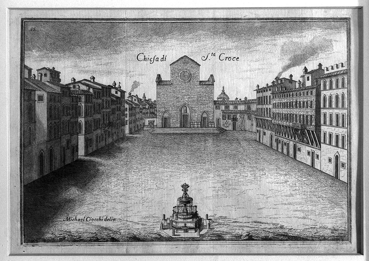 veduta di piazza S. Croce a Firenze (stampa) di Ciocchi Clemente - ambito italiano (sec. XVIII)